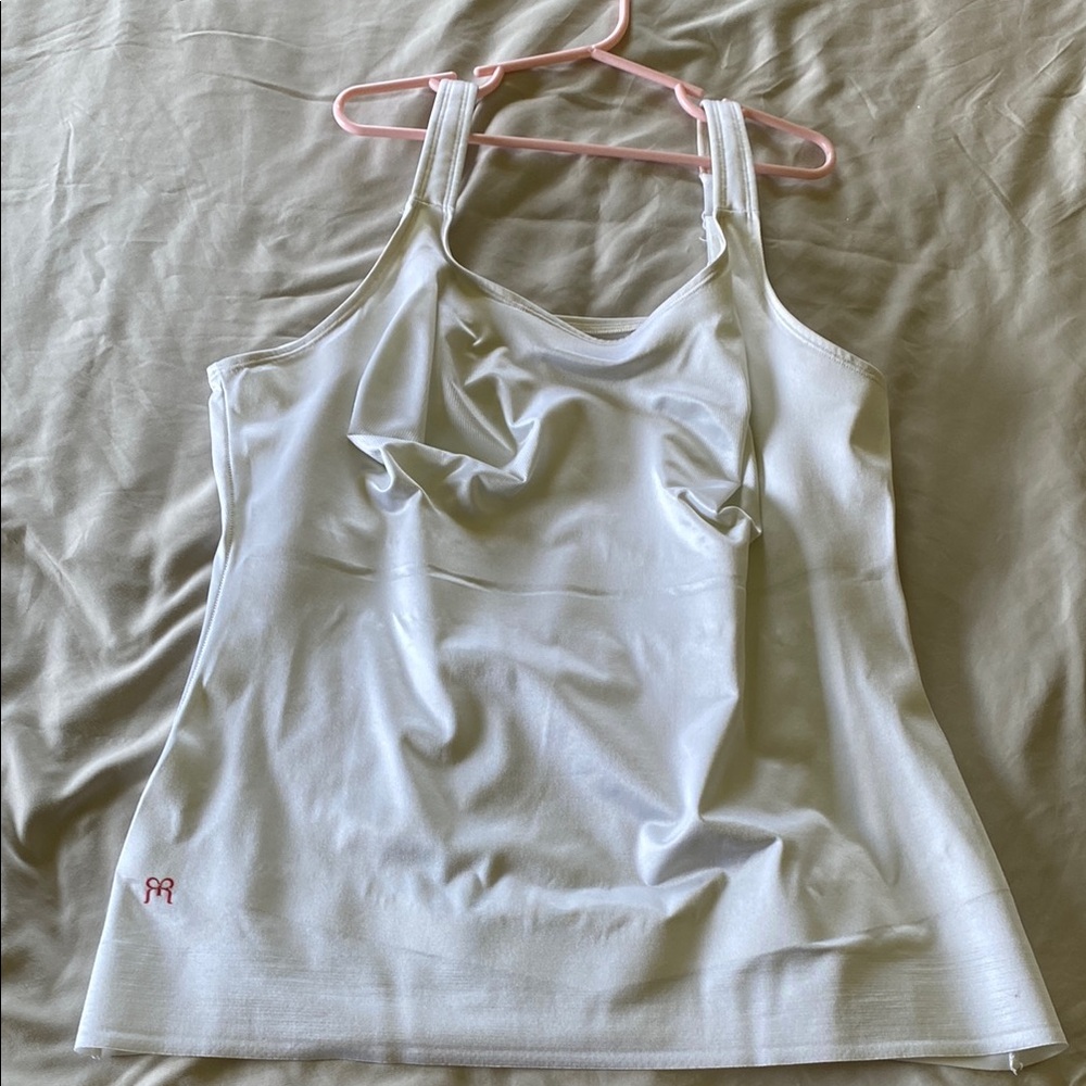 Ruby Ribbon Elegant White Tank Top